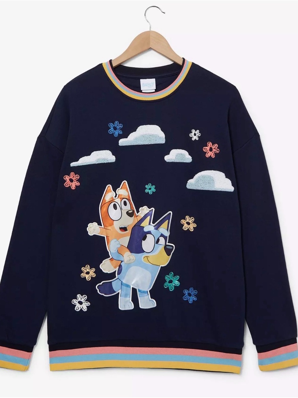 BoxLunch Exclusive Bluey Bingo & Bluey Floral Cloud Crewneck Sweatshirt